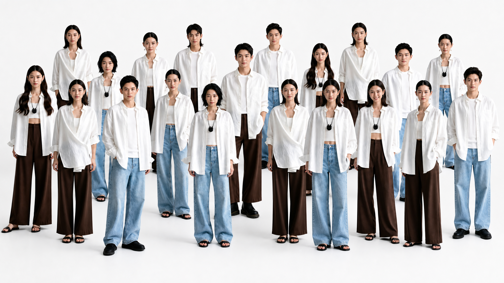 在第一张多人合影底图的基础上，加入后面9张图中的模特人物，最终… - 图片创意预览