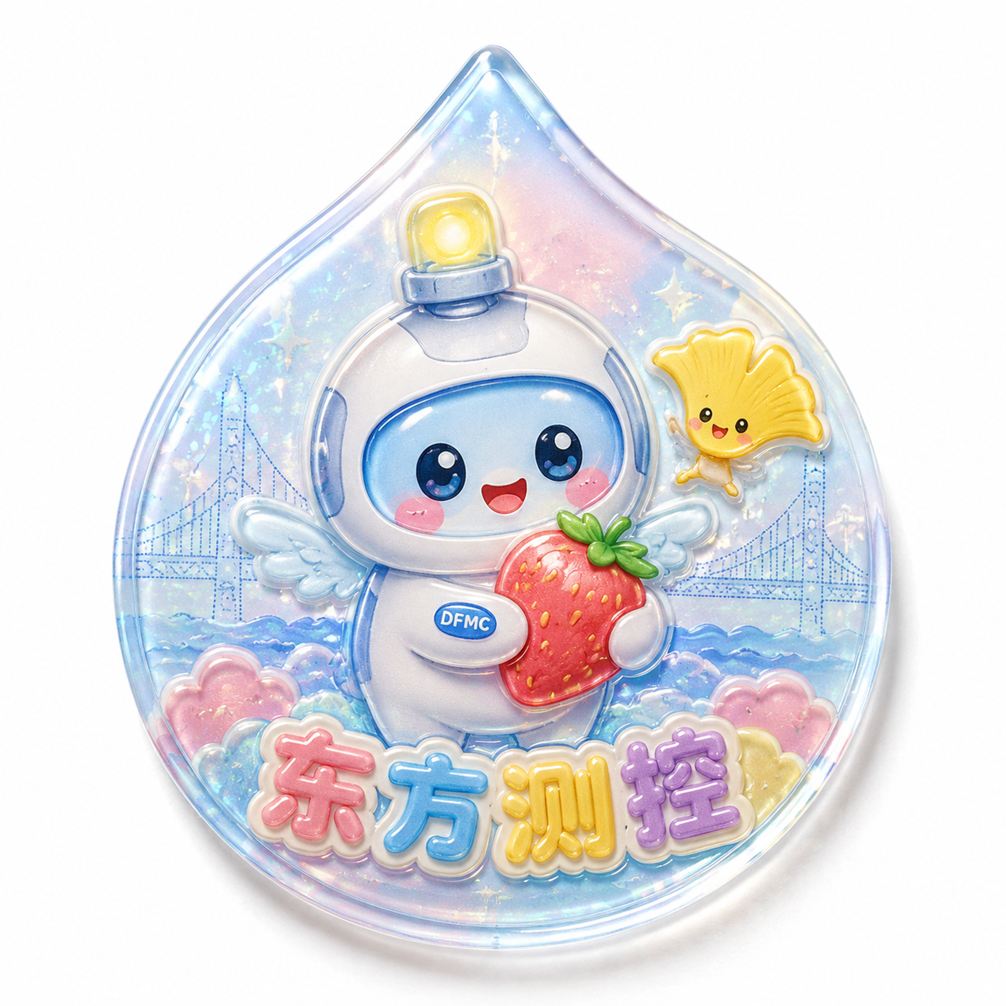 Q版冰箱贴设计，水滴形，可爱卡通风格，白色背景。主体是一个Q版… - 图片创意预览