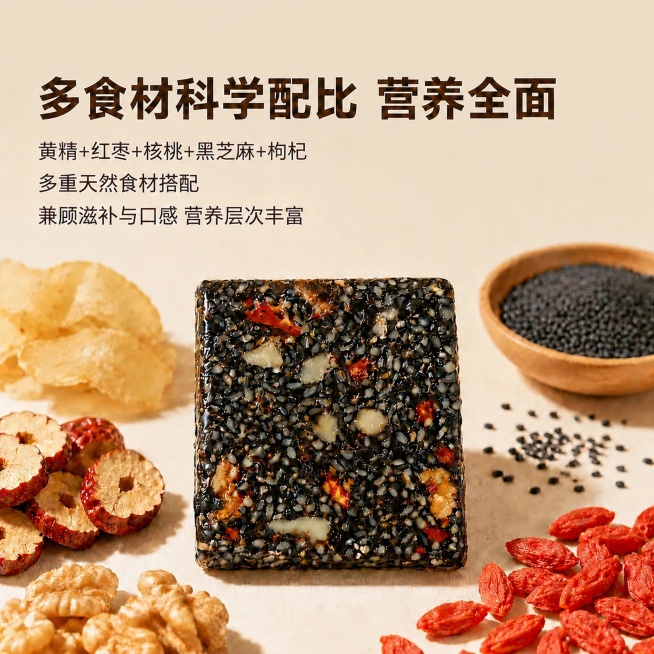 删除左上角的品牌名“桂乡仙粮”，保持其余所有内容、构图、产品、文字和风格完全不变，背景保留完整的暖米色，不留下痕迹，1:1比例 2k超高清预览效果