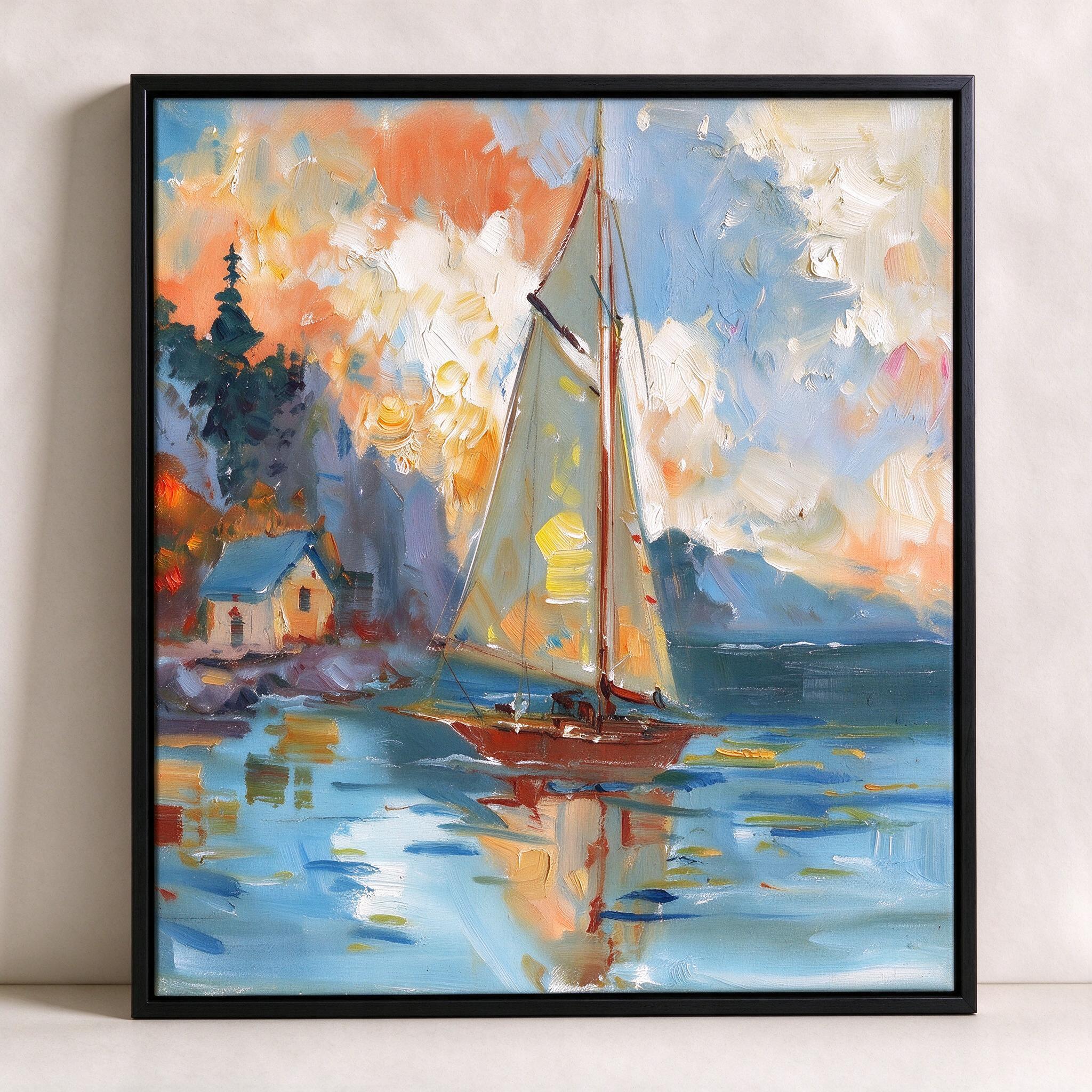 [主图-1] Coastal Sailboat Sunset… - 图片创意预览