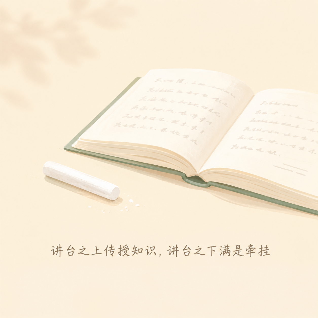 正方形公众号次图，简约插画风格，画面主体是一支白色粉笔和一本摊… - 图片创意预览