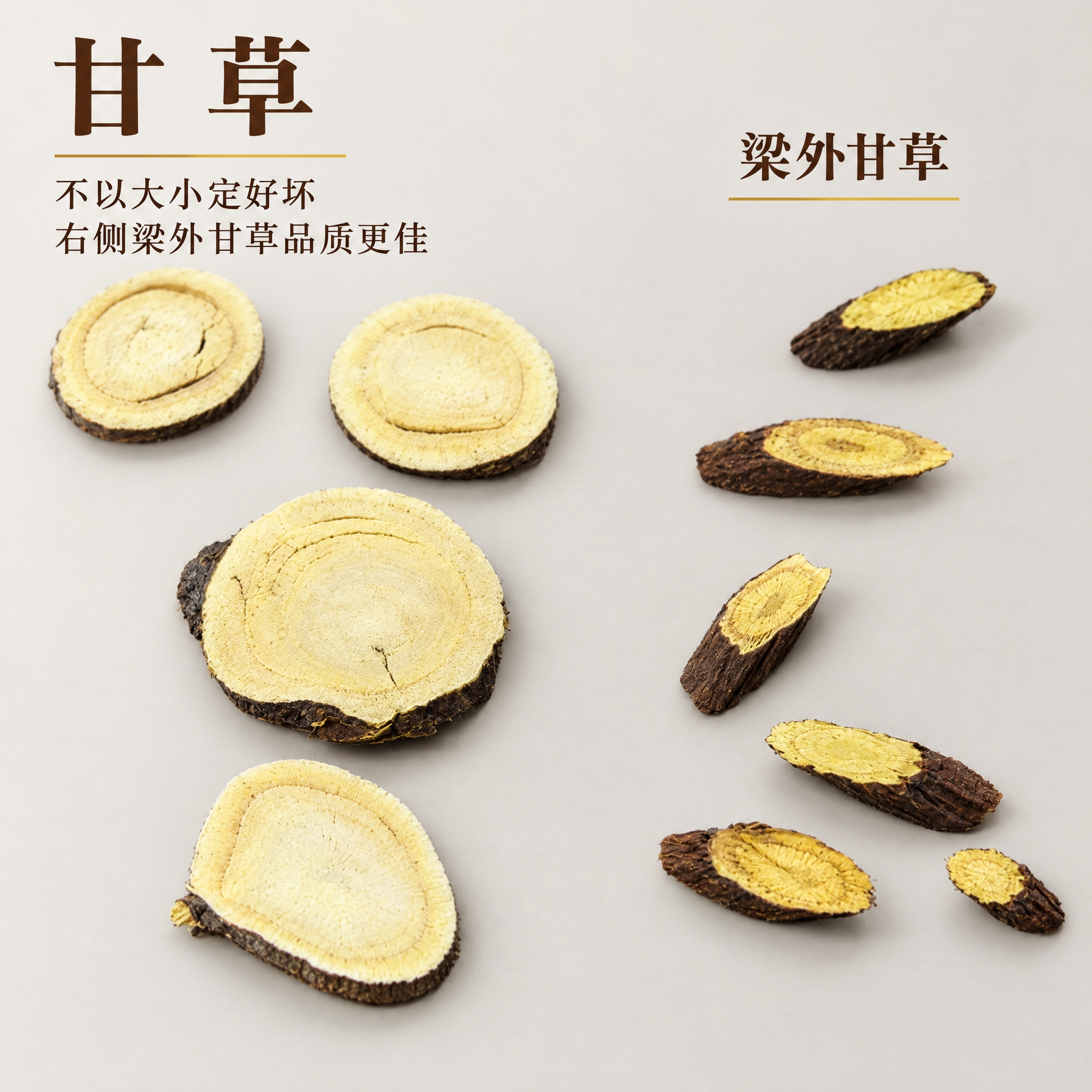 基于上传的甘草对比素材进行主图创作，严格使用上传素材，完整保留… - 图片创意预览