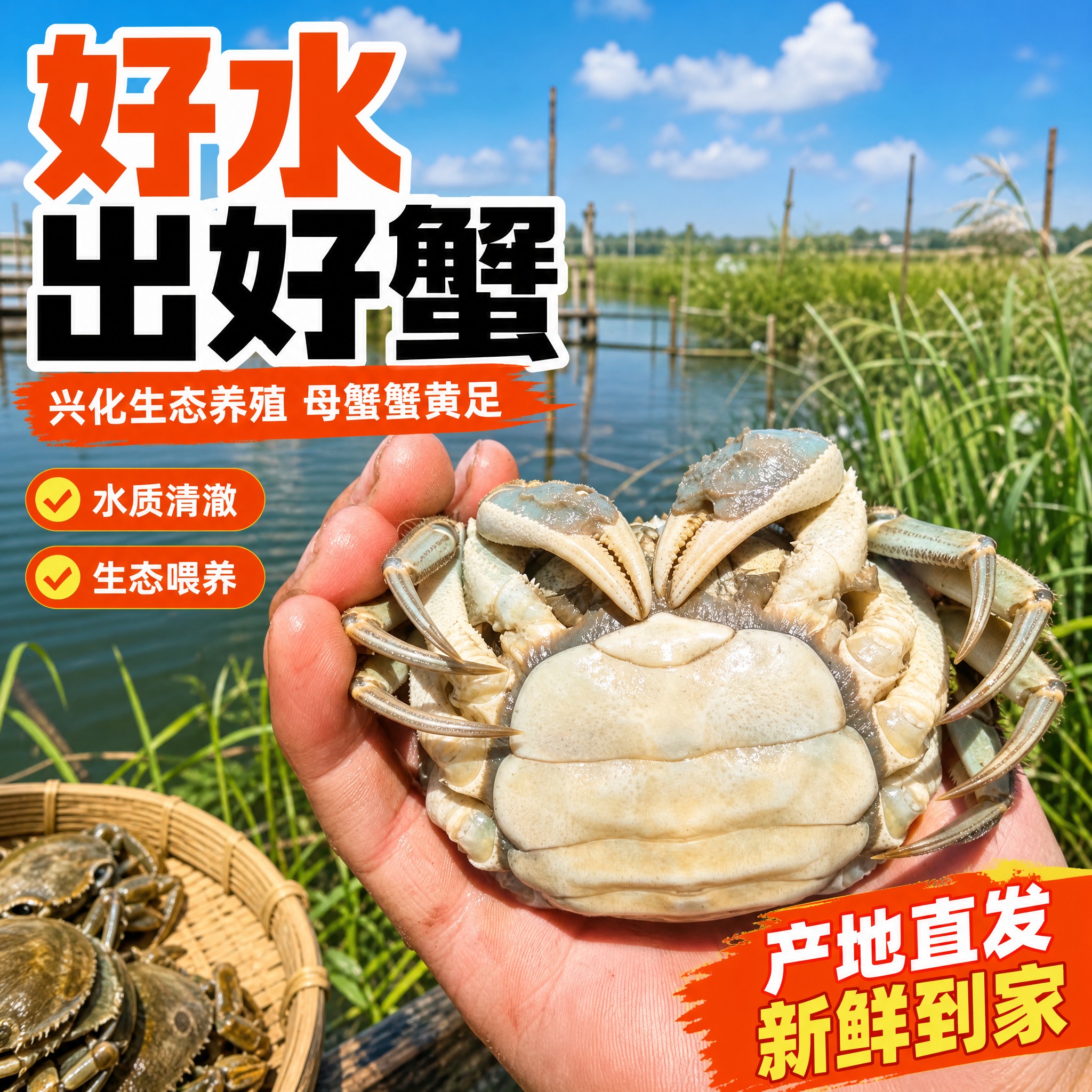 [主图-4] 兴化母蟹产地养殖图 突出生态养殖 好水出好蟹 拼… - 图片创意预览