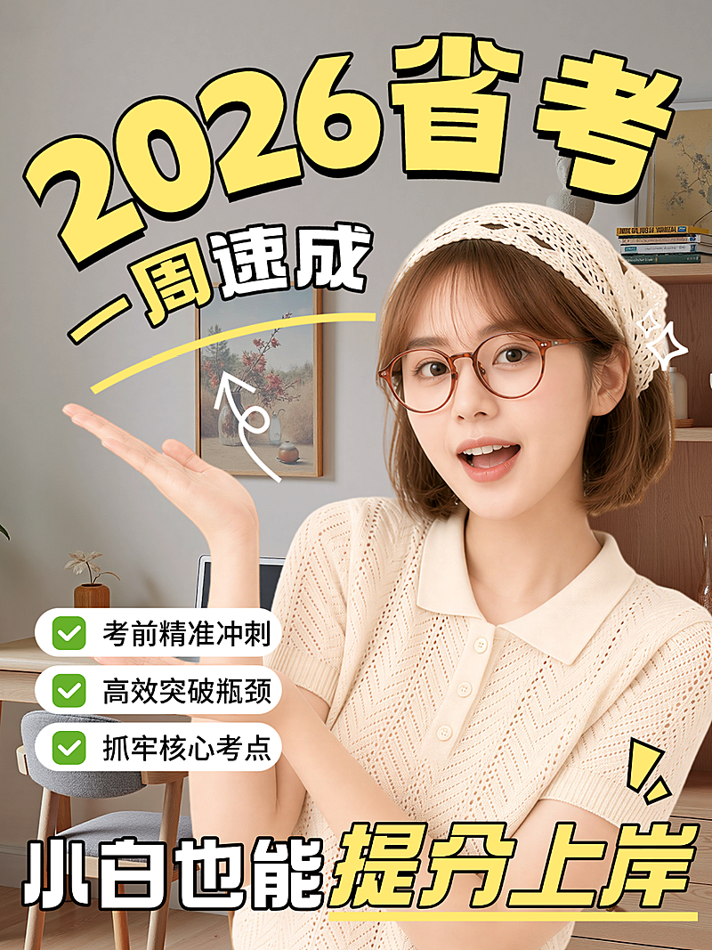 2026省考速成指南知识科普攻略分享人像大字风小红书封面