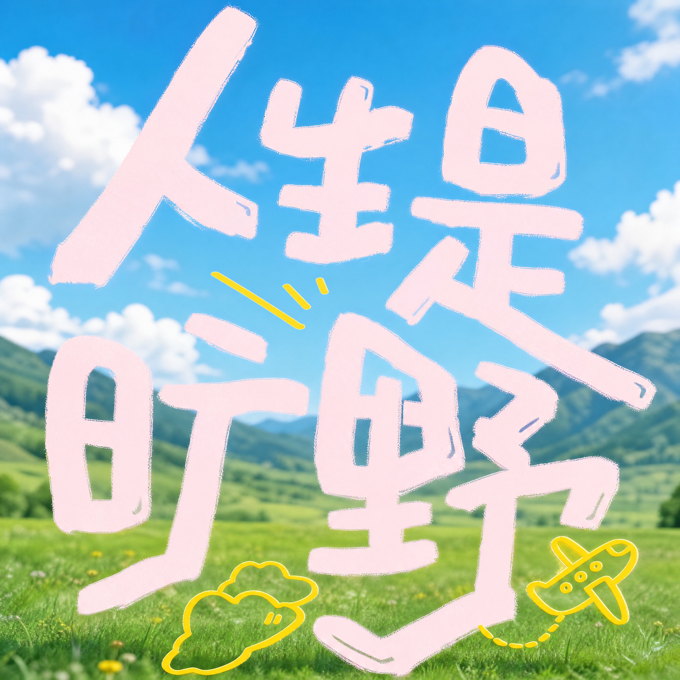 将背景替换为自然风景：蓝天白云、远山、绿色草地的户外自然风光，… - 图片创意预览