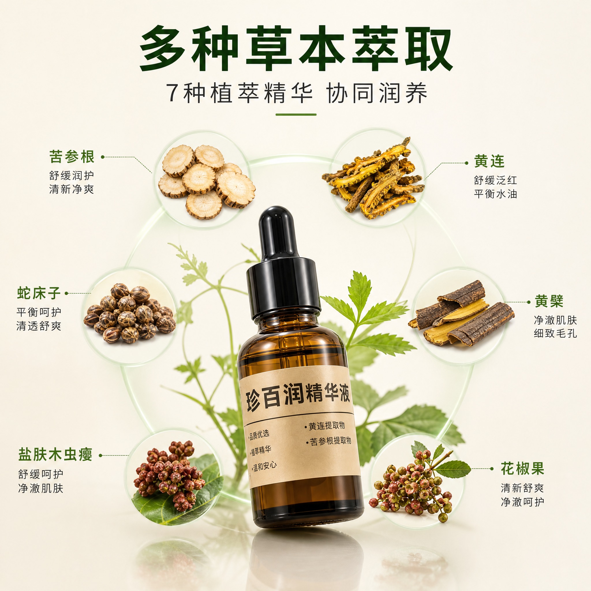 [主图-2] 核心成分解析，展示多种草本萃取成分，强化专业植萃… - 图片创意预览