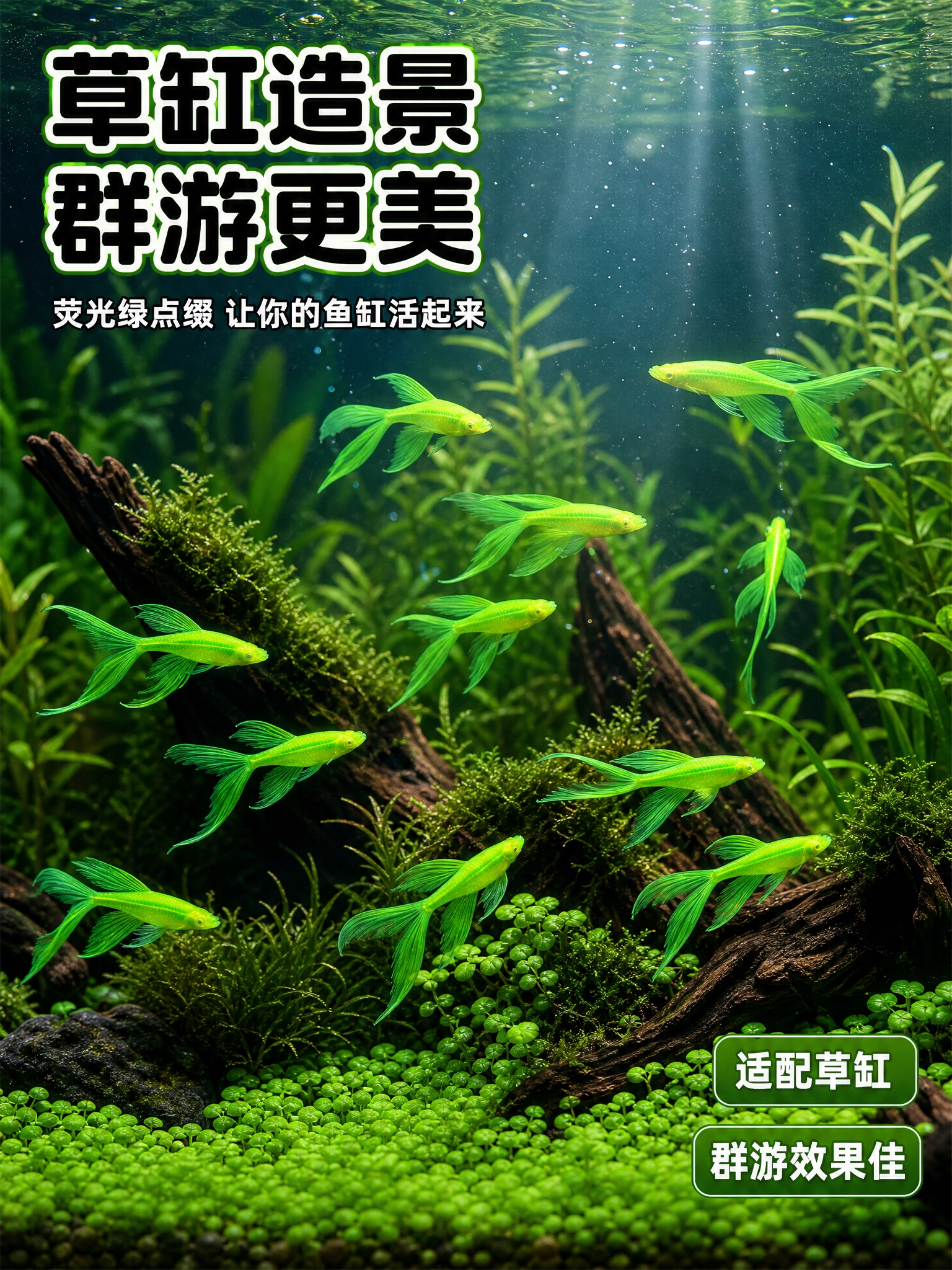 [商品] 使用【图1】翡翠绿长尾斑马鱼；保留荧光翡翠绿体色、飘… - 图片创意预览