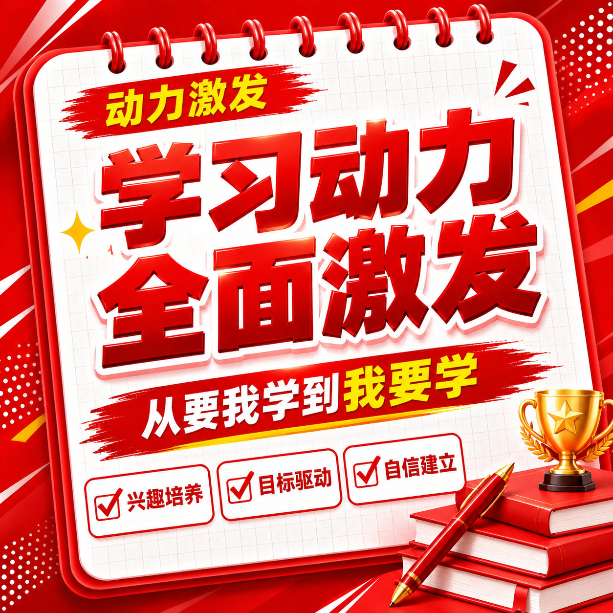 红色商务立体字风格开学季方版海报，融合两张参考图：颜色风格参考… - 图片创意预览