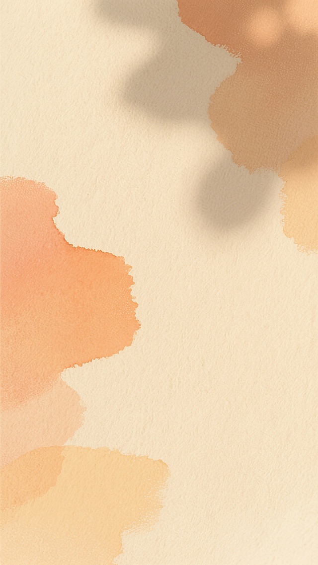 一张改变质感和配色的背景图，整体呈现出柔和的油画质感，色彩上以温暖的米黄色为基调，点缀着淡橙色和浅棕色的不规则色块，色块边缘带有自然的晕染效果，背景纸张纹理细腻，光影柔和，营造出温馨舒适的氛围，没有任何文字和图案元素。