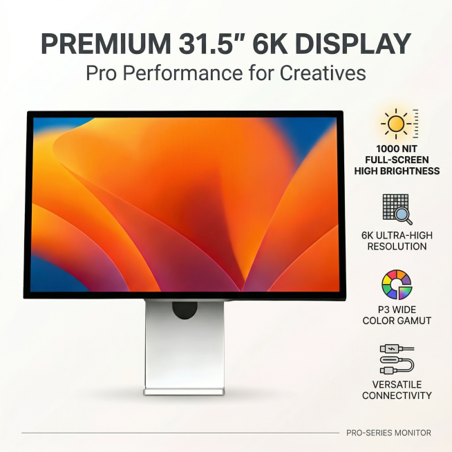 Amazon product main image, the product is 31.5-inch 6K computer monitor, use classic high-conversion预览效果