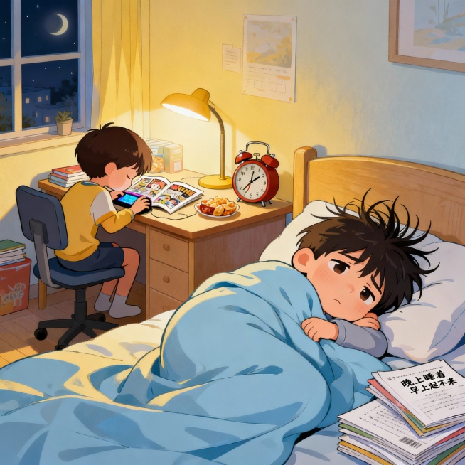 寒假即将来临，没有了上课铃声，孩子们的作息容易陷入“晚上睡着、早上起不来”的循环。动画风预览效果