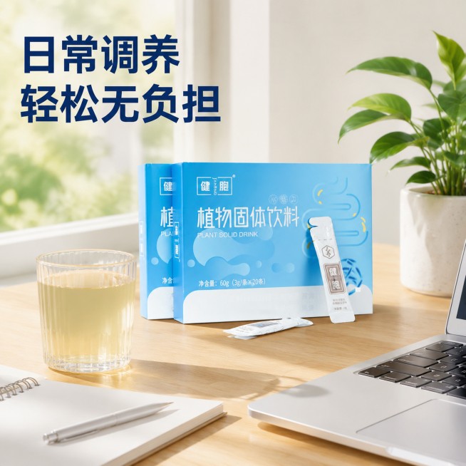[主图-6] 日常养护场景主图
原产品包装盒放在干净明亮的原木办公桌面一角，旁边放着冲泡好的一杯饮品，搭配笔记本和绿植，营造办公室日常养护的自然氛围
保持产品外观、颜色和输入产品图绝对一致，无变形色差预览效果