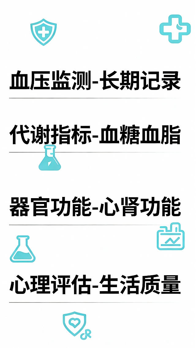 现代感医疗界面，科技蓝配色，简洁图标与分层排版，结合3D风元素与虚拟现实质感，展现未来健康管理的精准与智能。