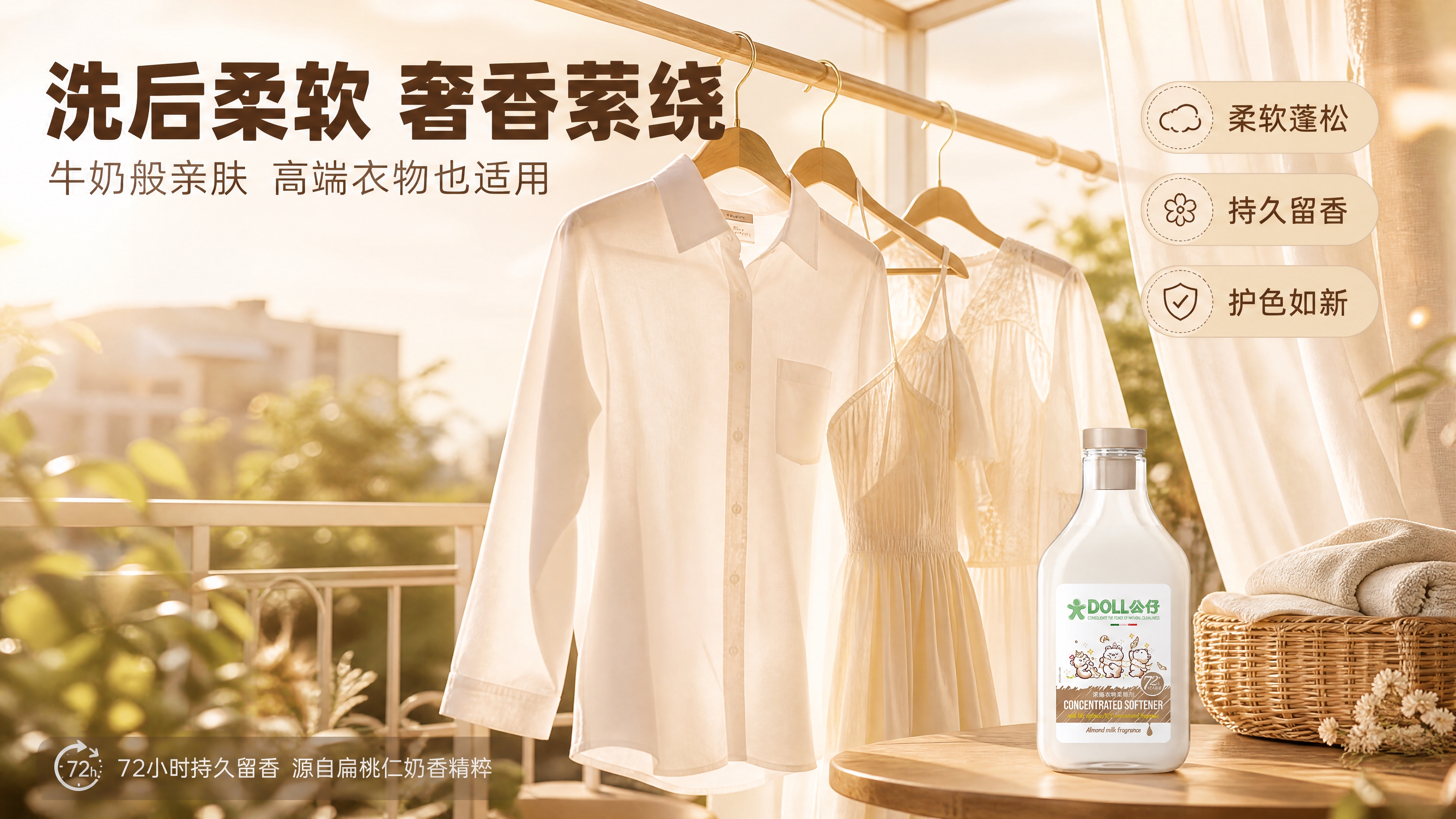 [商品] 使用【图1】DOLL公仔浓缩衣物柔顺剂扁桃仁奶香款；… - 图片创意预览