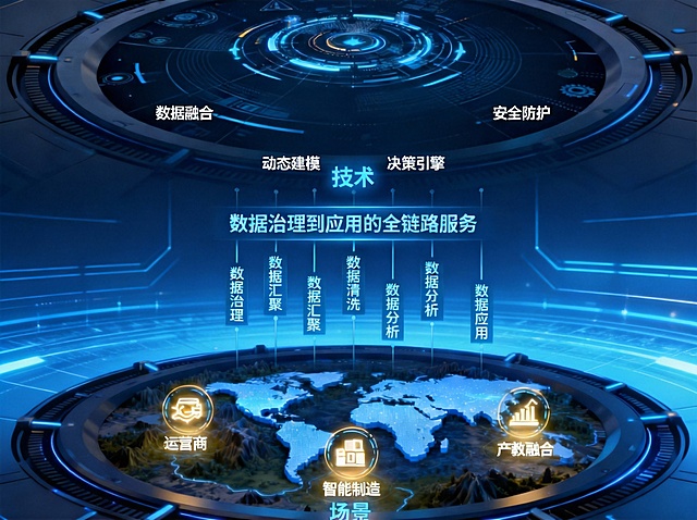 背景改为蓝色科技感，另外将上轮中数据融合、动态建模等上放的小轮盘去掉。