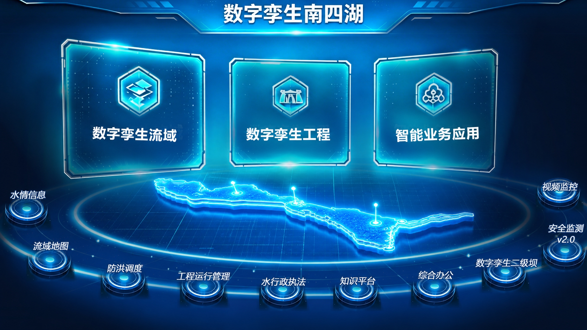 将第一张图中的蓝色发光3D立体地图，按照第三张图红圈标注的位置… - 图片创意预览