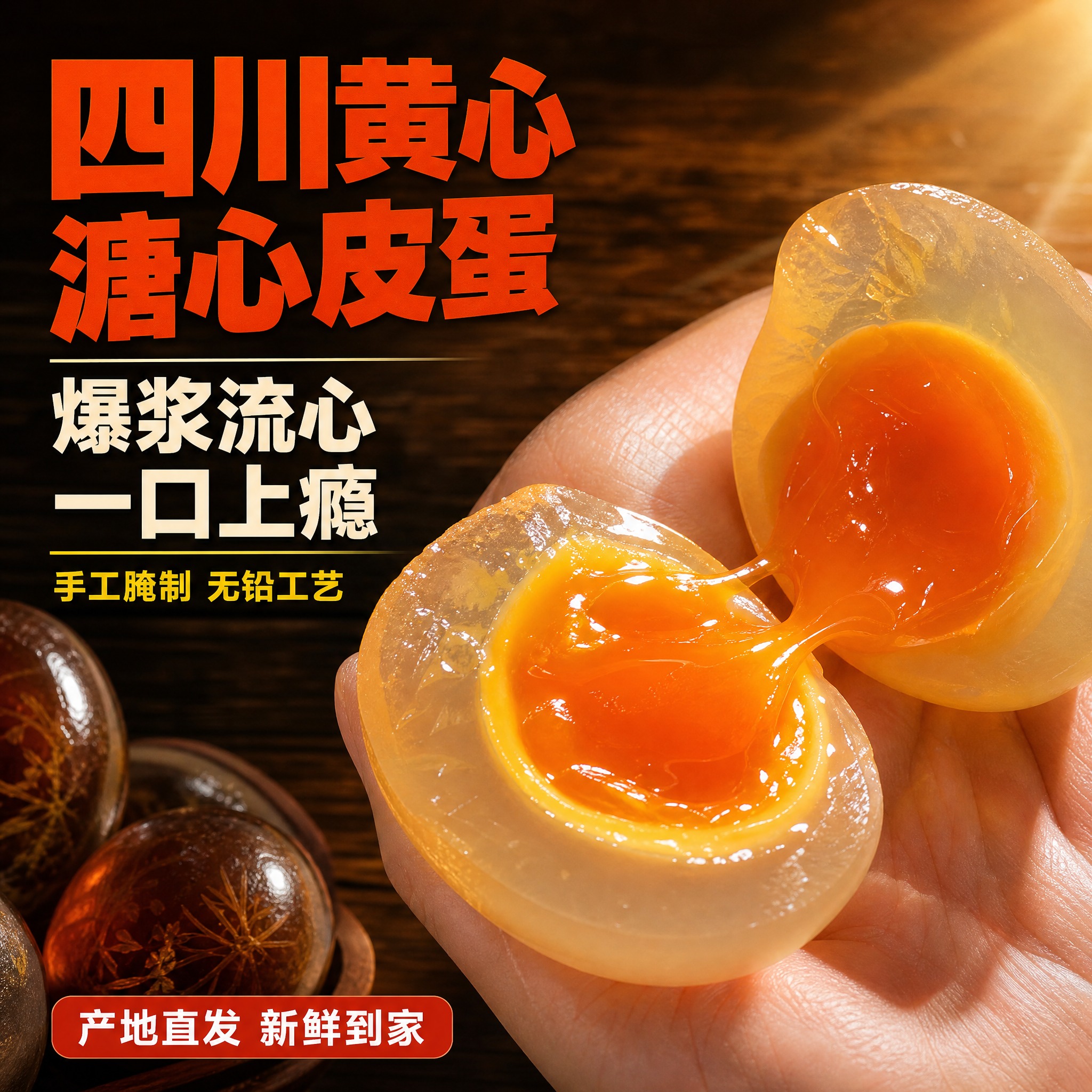 [主图-1] 四川特产黄心溏心皮蛋 首图点击率 爆浆流心食欲诱… - 图片创意预览