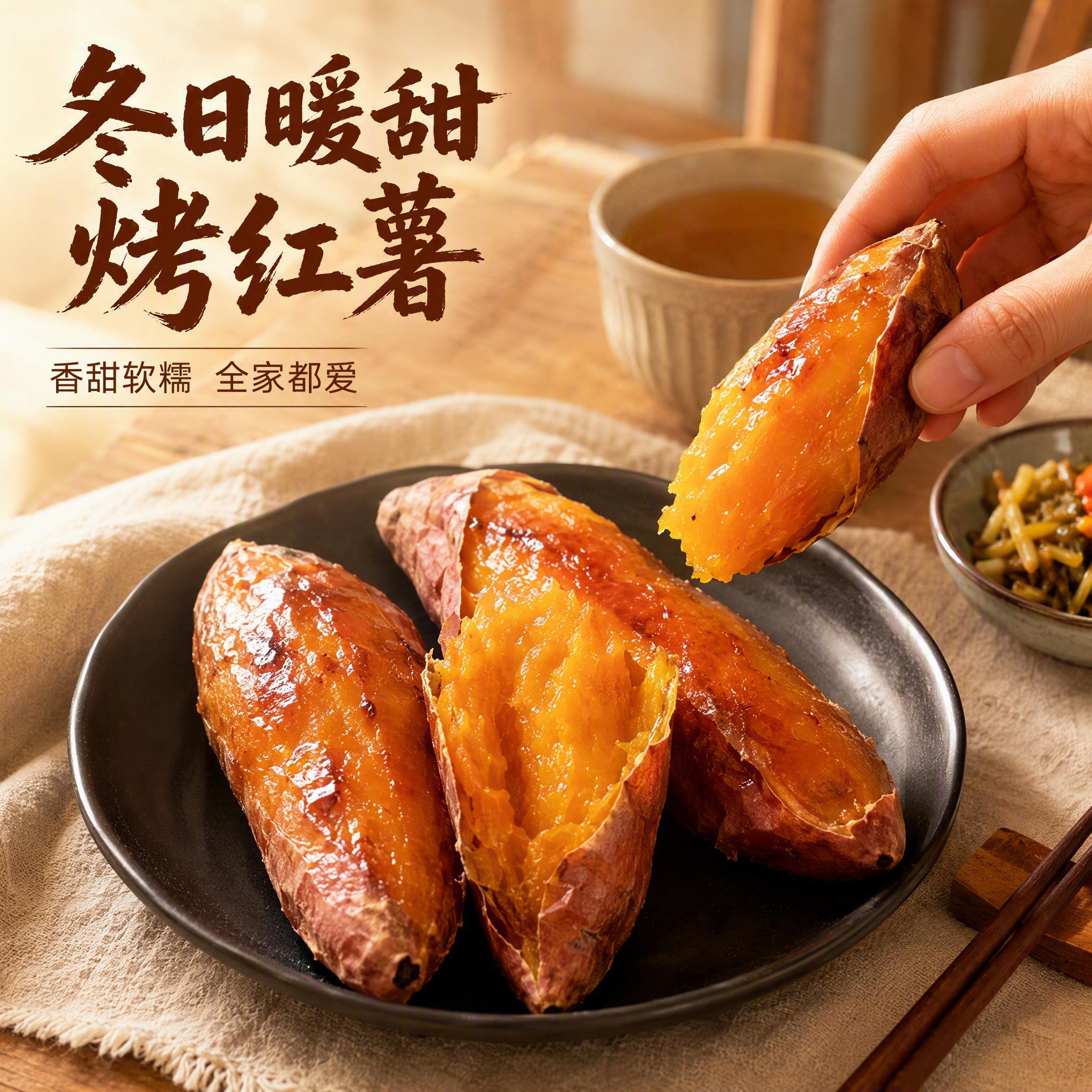 [主图-4] 食用场景 家庭餐桌烤红薯 生活方式代入 [统一基… - 图片创意预览