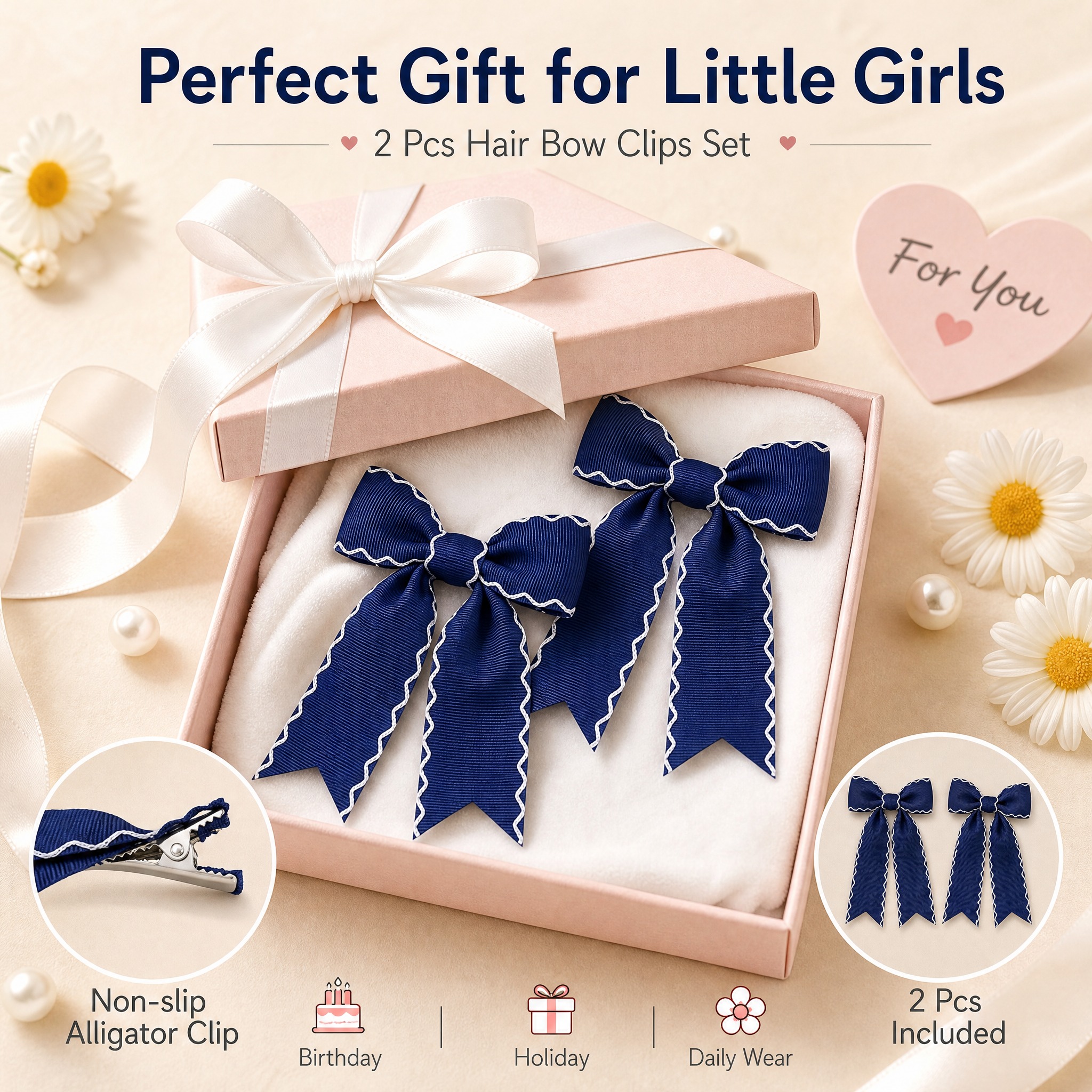 [主图-6] 2Pcs Wave Lace Edge Bow… - 图片创意预览