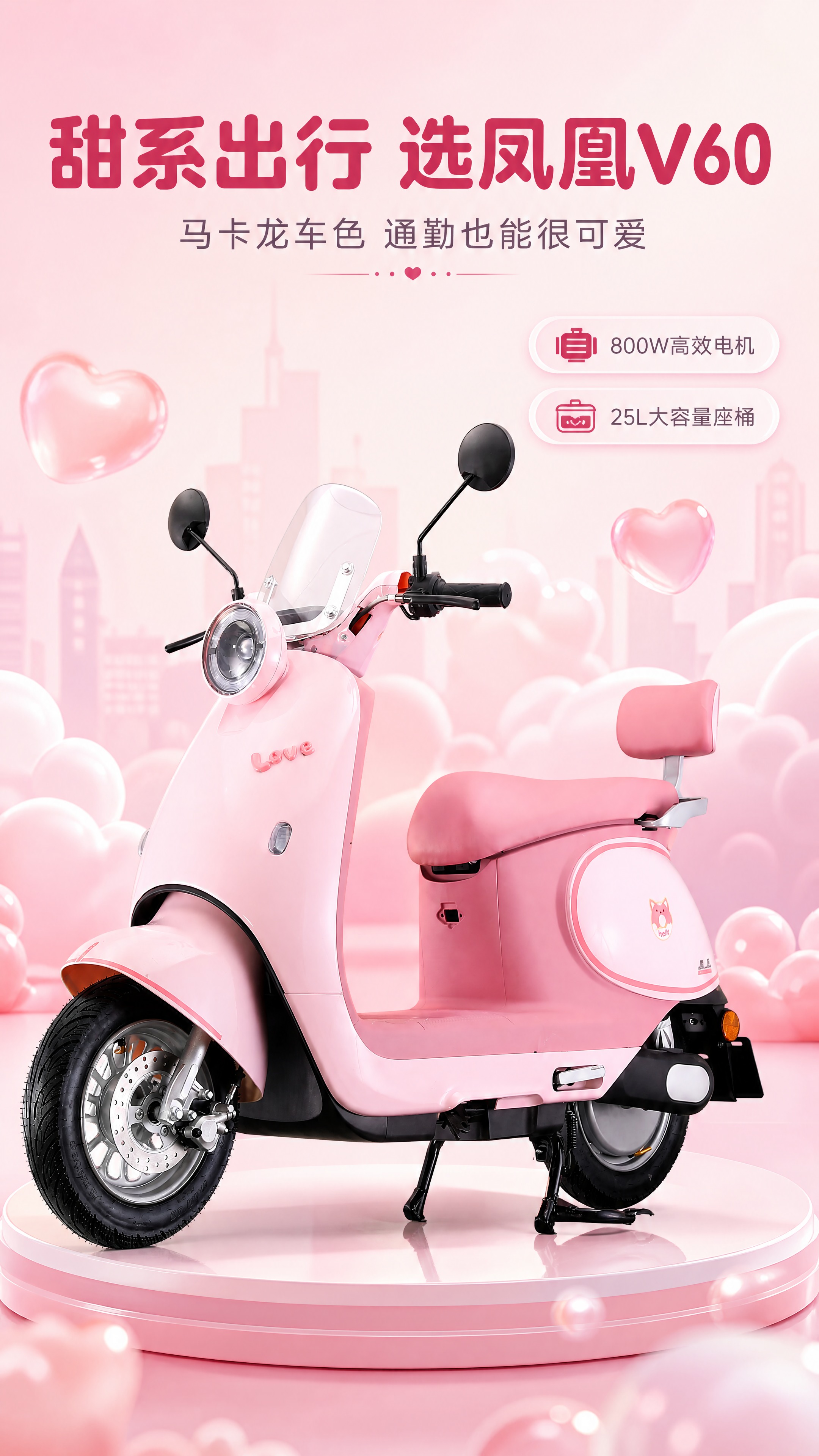 【商品】使用【图1】粉色凤凰V60整车右侧3/4视角、【图2】… - 图片创意预览