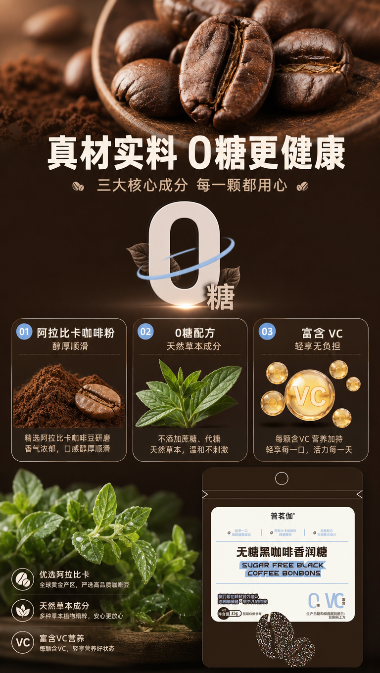 [商品] 使用【图1】普茗伽无糖黑咖啡香润糖袋装产品图；保留所… - 图片创意预览