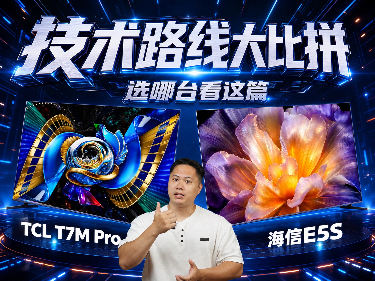 基于参考图进行修改，保留人物和两台电视的主体位置与姿态不变，尺… - 图片创意预览
