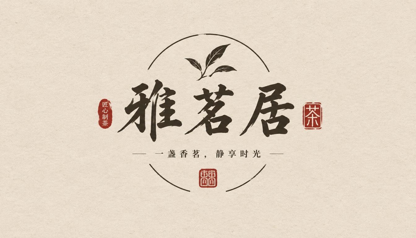 叶品牌Logo设计，主标题"雅茗居"采用古朴仿书书法风格，副标… - 图片创意预览