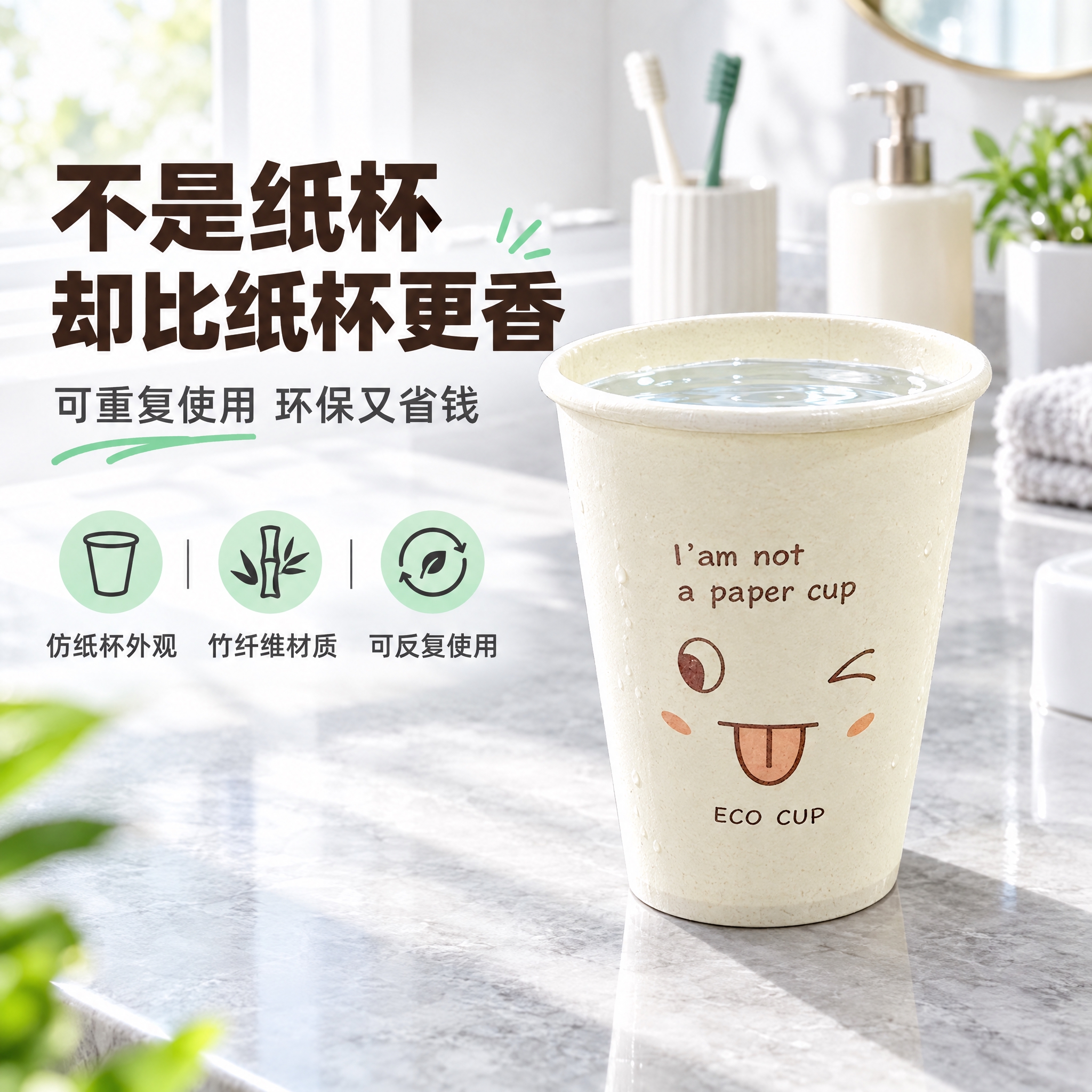 [主图-2] 250ml竹纤维环保漱口杯（ECO CUP表情款… - 图片创意预览