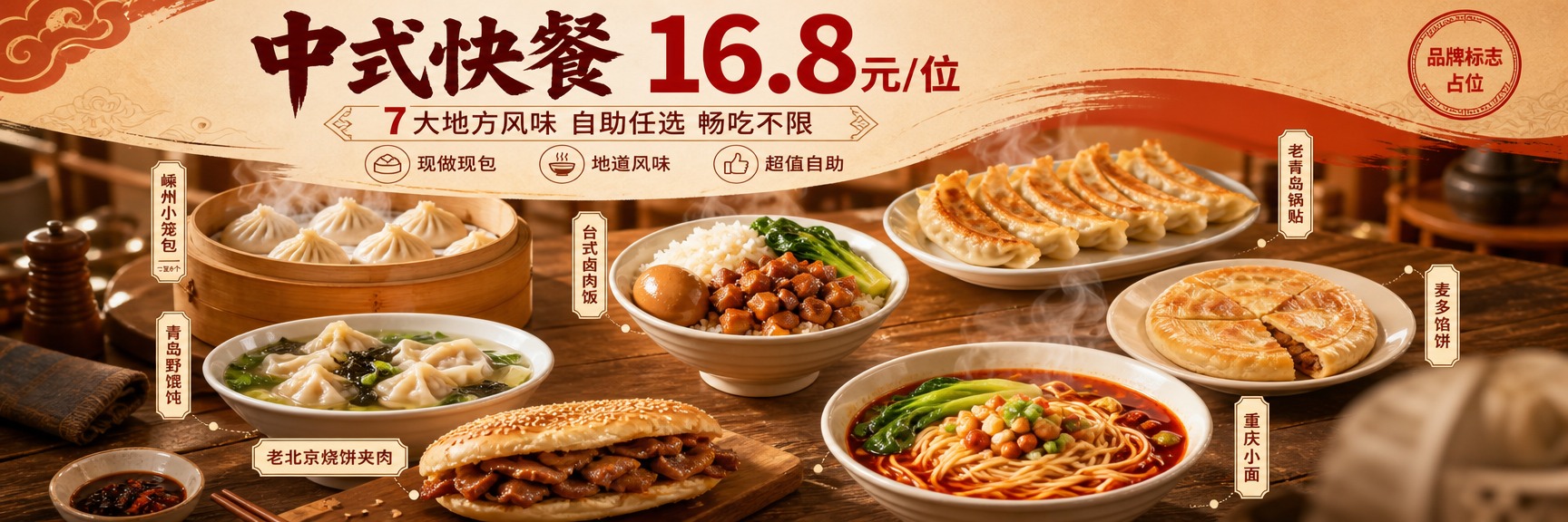 [商品] 7款中式快餐美食全家福：嵊州小笼包（薄皮透馅、一笼8… - 图片创意预览