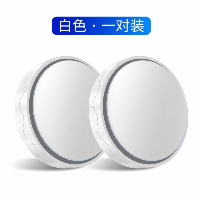 去掉镜片上的环境反射内容，改为纯净的玻璃镜面，保留原白色外圈和蓝色文字“白色·一对装”，保持产品构图不变预览效果