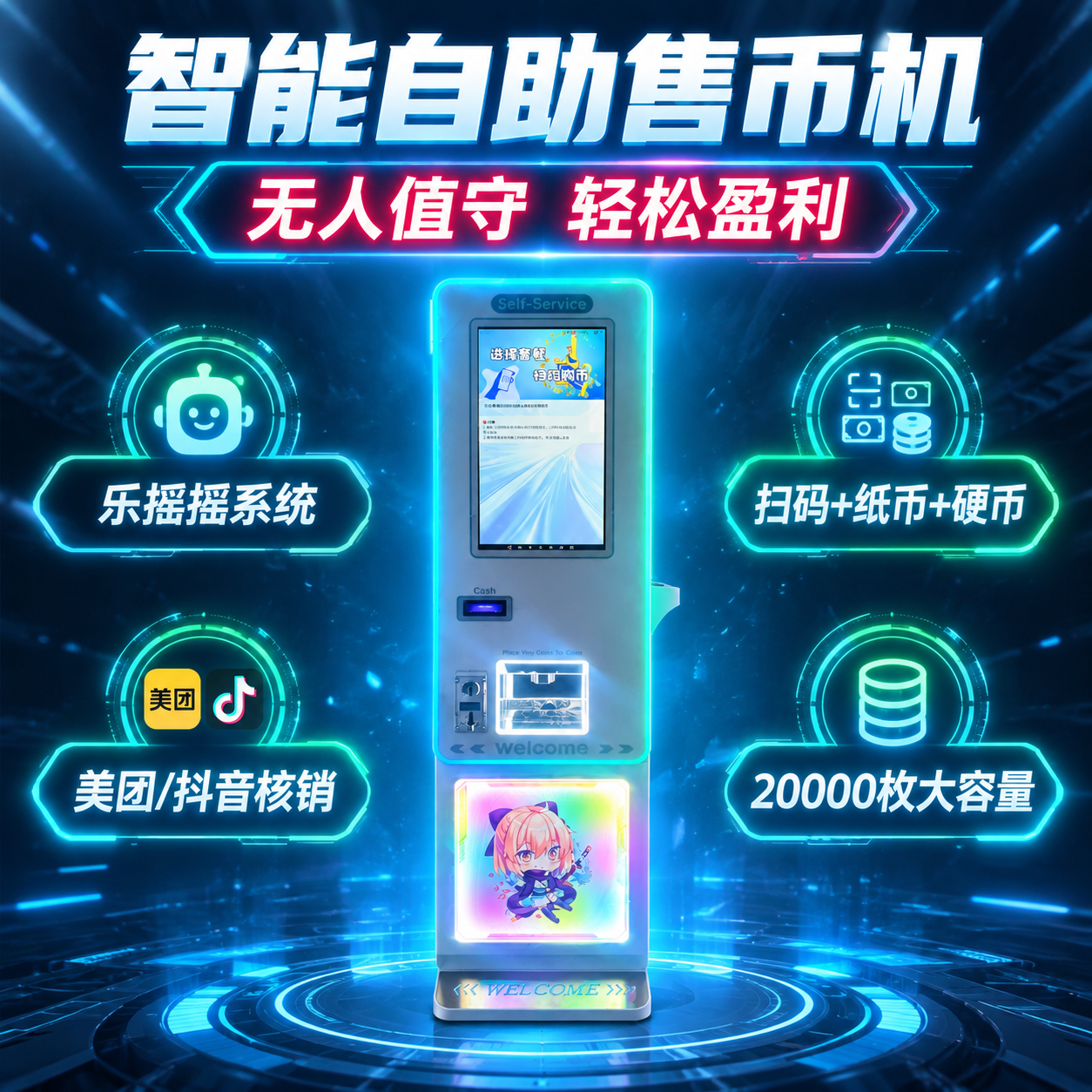 [商品] 使用【图1】自助售币机正面图；保留整机结构和外观；商… - 图片创意预览
