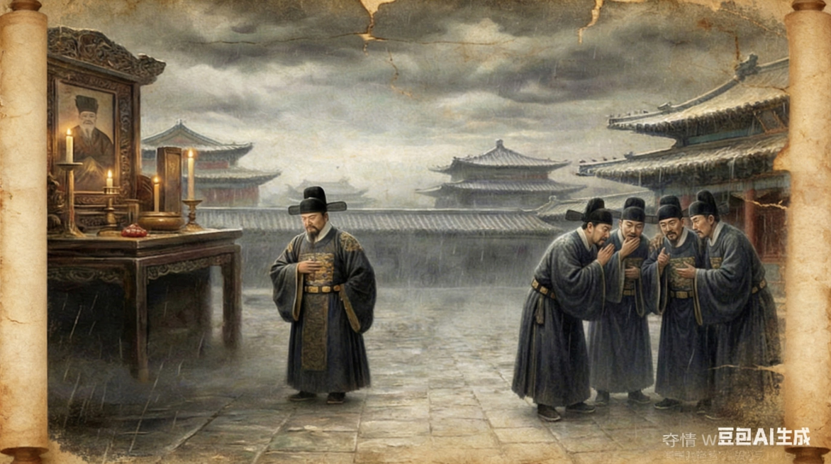 图片右边生成群臣私下议论的画面预览效果