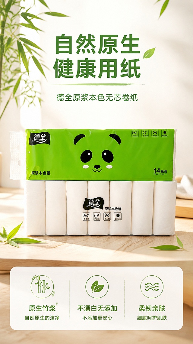 使用商品详情页技能根据商品图「图片1」「图片1」「图片1」生成详情页，参考图为，商品名称为原浆本色纸，卖点为 ，适配平台为抖音/快手，图片比例为9:16，需求屏数为8张，