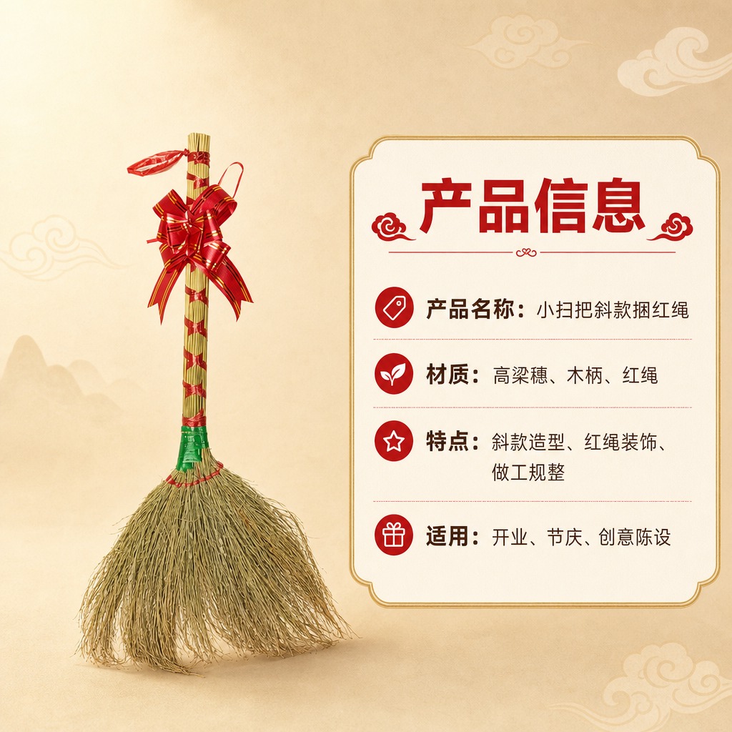 [商品] 使用【图1】小扫把斜款捆红绳；保留完整造型、高粱穗、… - 图片创意预览