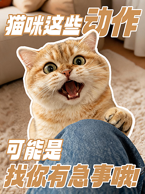 猫咪宠物动作知识科普分享大字实景风小红书封面