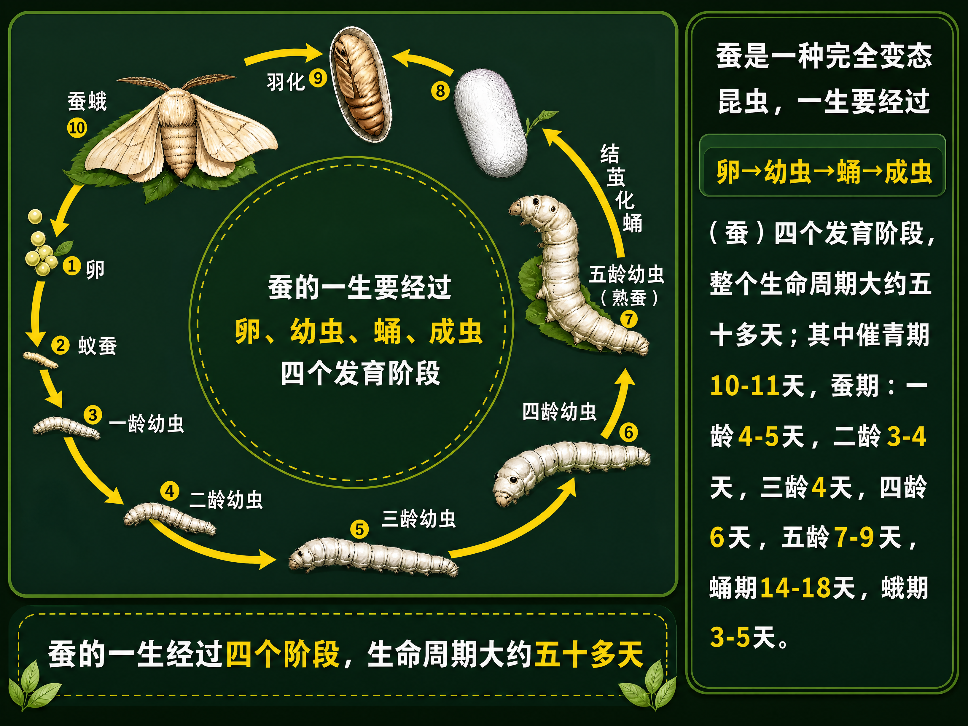 基于参考图重新设计蚕的一生科普信息图，保持所有内容和布局结构不… - 图片创意预览