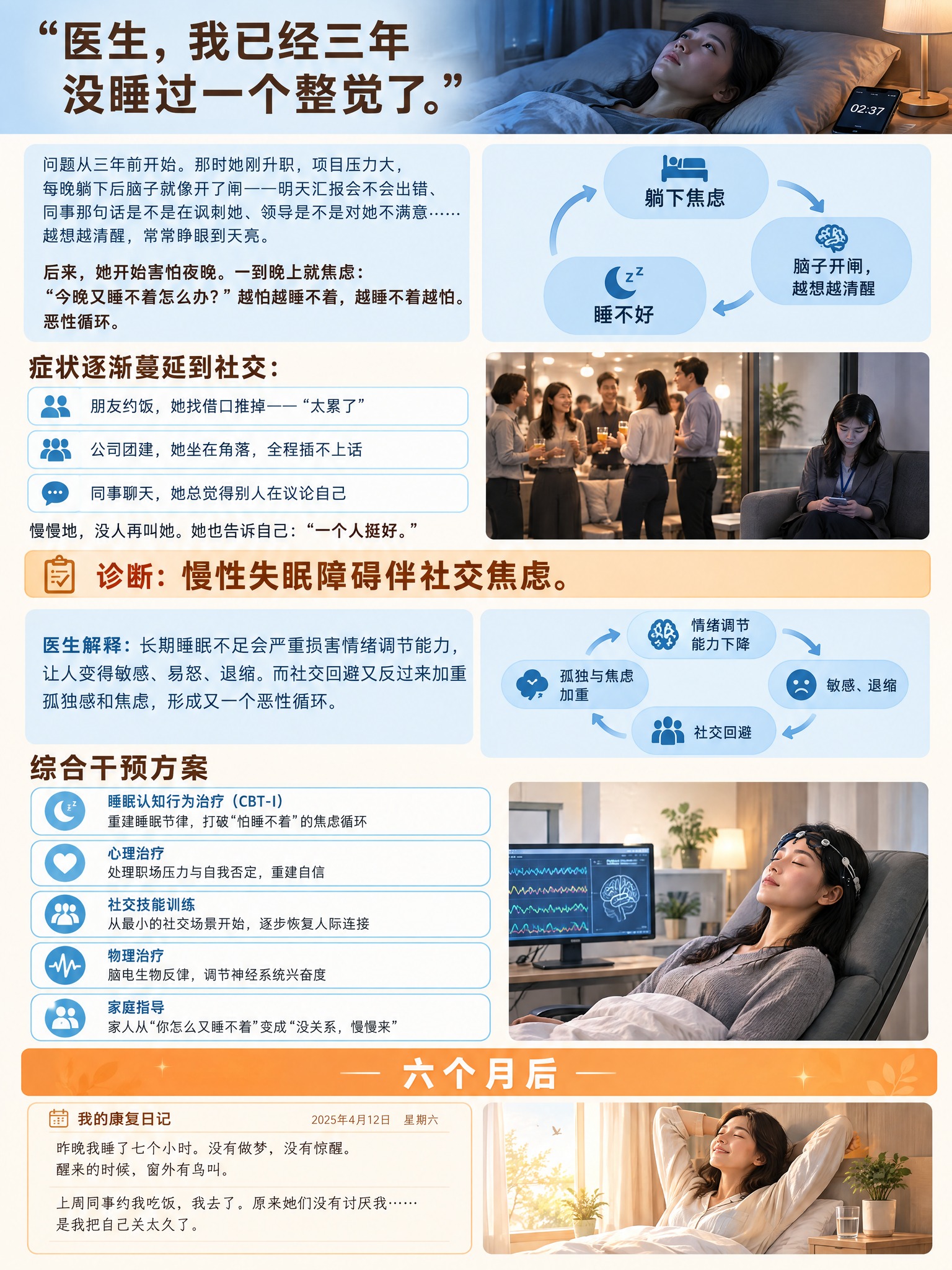 竖版心理健康科普长图文，单张完整内容，医疗健康类温暖专业风格，… - 图片创意预览