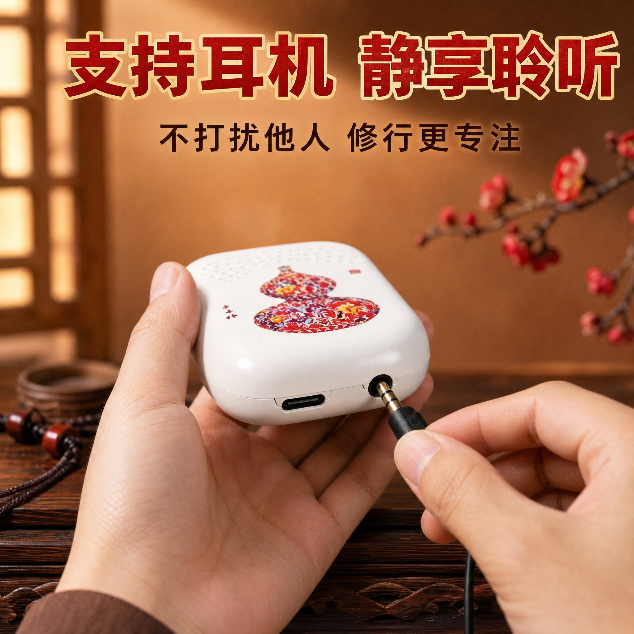 [主图-4 场景/耳机使用场景] 拼多多1:1主图，展示插入耳… - 图片创意预览