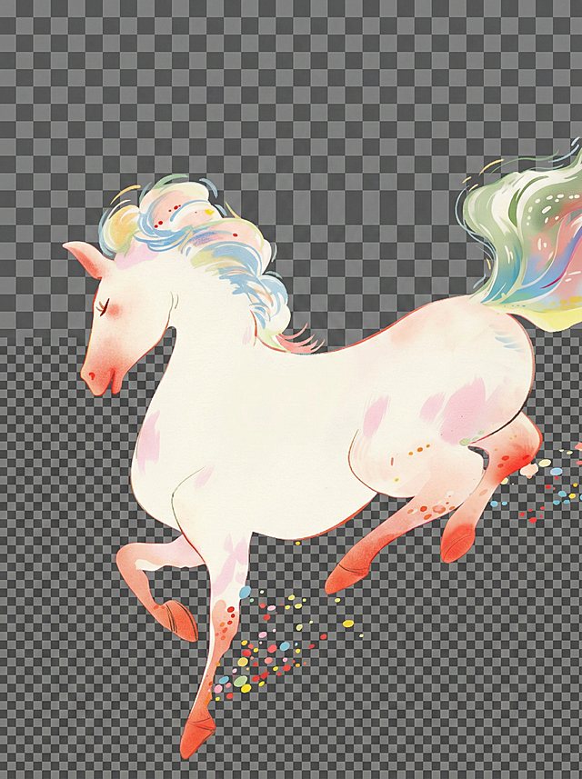 把小马的前马蹄向上，去掉马背上的小人，马尾巴漏出完整，不要背景，纯Png文件