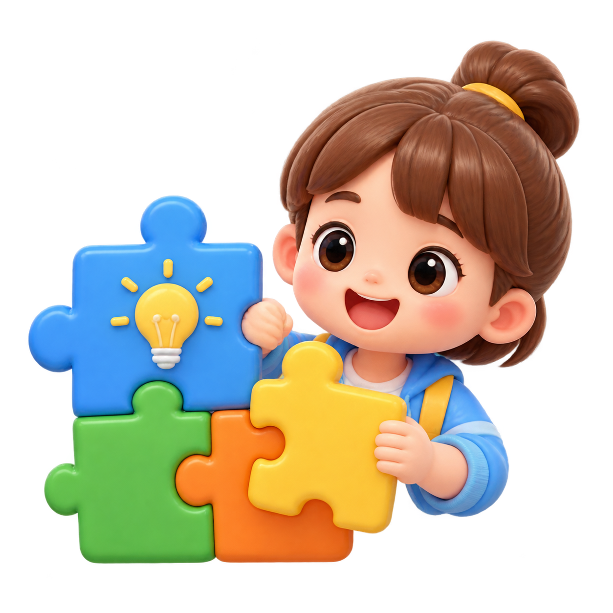 提取图片中第二个红框内的图标：一个小女孩在玩拼图，有蓝色（带灯… - 图片创意预览