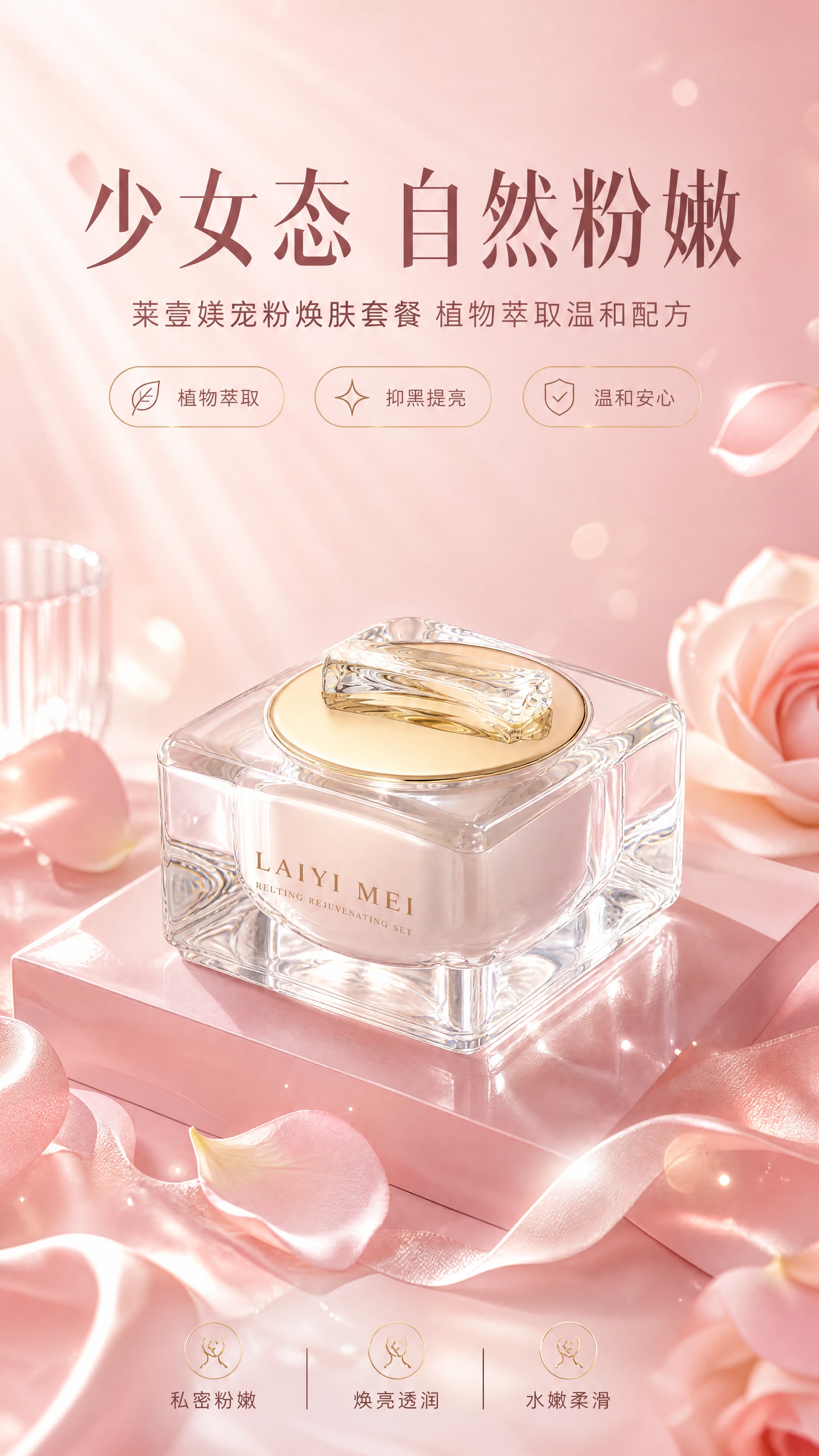 [商品] 使用【图2】莱壹媄焕肤套水晶方瓶产品；保留透明水晶方… - 图片创意预览