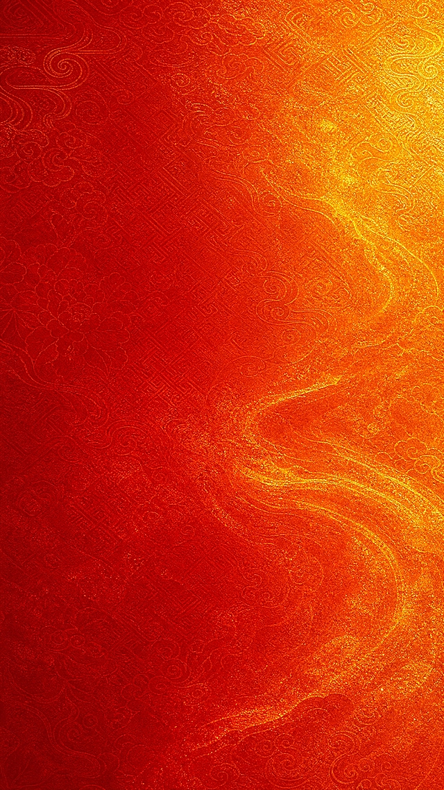参考图中的橙红金渐变色系，生成一张同色系的新年背景图。以深红色为底色，带有从橙红到金色的渐变光泽，搭配细腻的传统暗纹纹理，整体色调与参考图的橙红金完全一致，喜庆大气，画面干净无文字无装饰元素