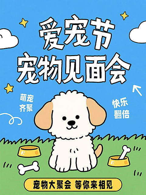 宠物见面会活动宣传卡通风小红书封面