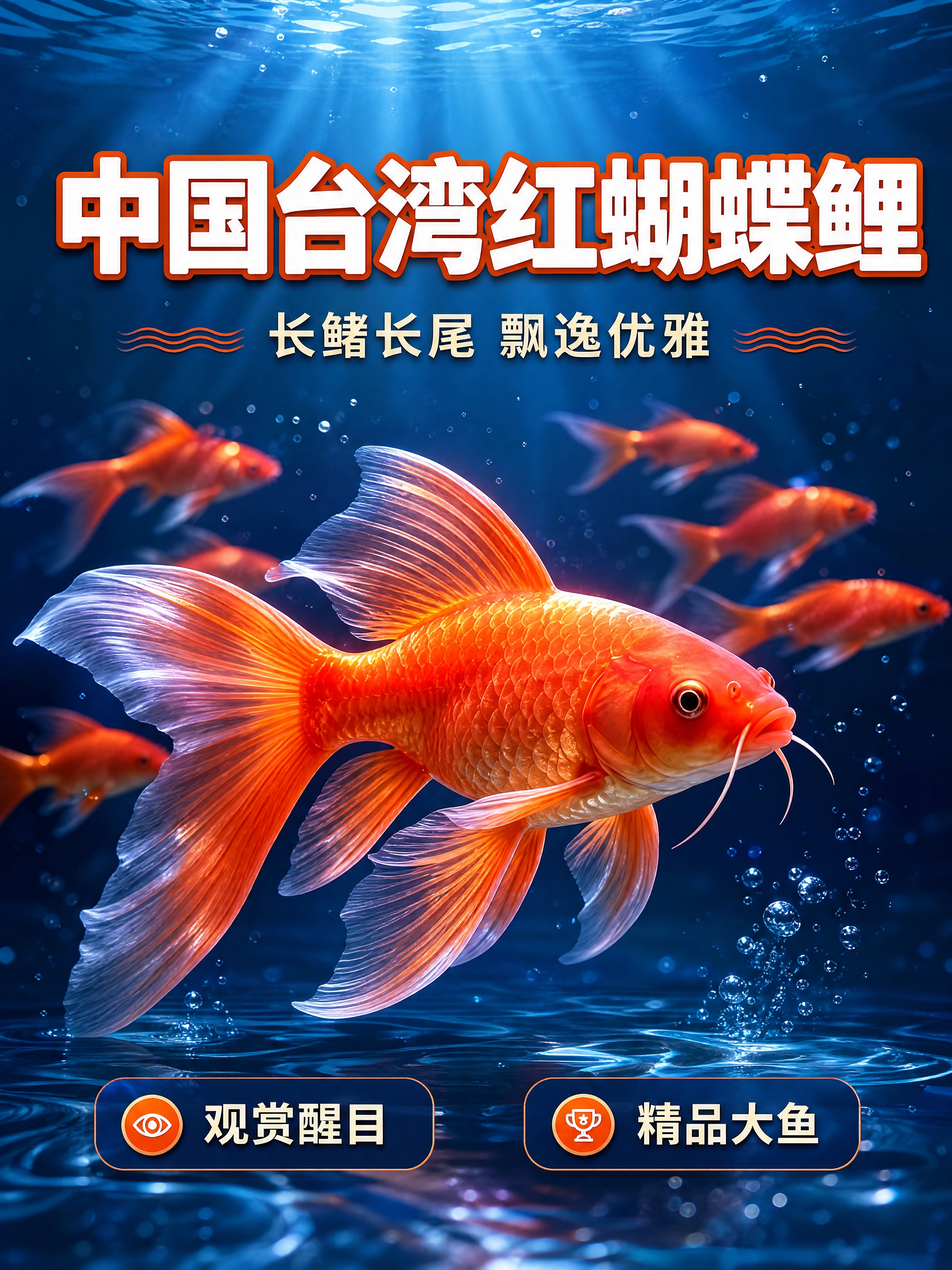 [商品] 使用【图1】中国台湾红蝴蝶鲤；保留鱼的橙红色鳞片、长… - 图片创意预览