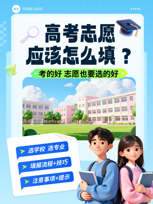 高考填报志愿攻略分享3D人物攻略指南小红书封面预览效果
