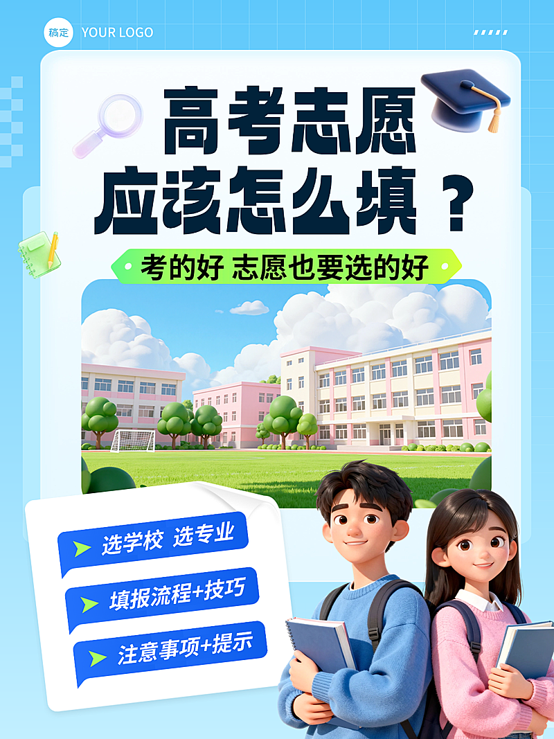 高考填报志愿攻略分享3D人物攻略指南小红书封面