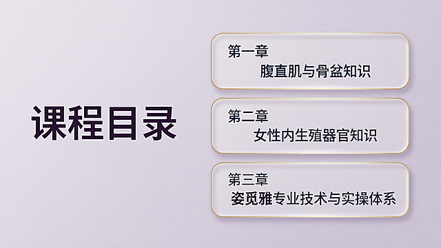 第一章腹直肌与骨盆知识
 
一、腹直肌分离的危害
 
腹直肌分离会造成腹壁肌肉受力失衡，长期可引发腰酸背痛、腹部膨出、腹胀，还会伴随盆底松弛、漏尿等问题。
 
二、产后骨盆失修的危害
 
产后盆底肌处于松弛状态，若不及时修复，会降低性生活质量；影响膀胱括约肌功能，引发漏尿；同时会提升阴道炎、宫颈问题等妇科炎症的发病概率。
 
三、骨盆的核心作用
 
骨盆内部容纳泌尿、生殖、消化等器官及血管、神经，既能保护体内重要脏器，也是人体重力传递的关键结构。
 
四、骨盆不修复的多重危害
 
1. 骨盆分离易引发骨骼变形、耻骨联合分离、骨盆畸形，日常行走会伴随明显痛感，甚至出现骨盆侧弯。

2. 产后骨盆轻微倾斜未及时矫正，会逐步发展为骨盆畸形。

3. 影响正常排尿，造成漏尿，严重时会诱发子宫脱垂、腹部下垂等并发症。

4. 还会引发痛经、阴道松弛等问题。
 
五、骨盆分离引发的盆底肌问题
 
骨盆、韧带与盆底肌群、神经、血管紧密相连。受年龄、劳损损伤、妊娠等因素影响，骨盆会出现松弛，进而诱发盆底肌张力不足、盆腔脏器脱垂等状况。
 
第二章 女性内生殖器官知识
 
一、女性外生殖器解剖
 
包含部位：阴蒂头、阴蒂包皮、阴蒂脚、尿道外口、阴道口、处女膜、阴道前庭窝、会阴、大阴唇、小阴唇、阴阜、阴蒂、会阴体、阴唇系带、后联合。
 
二、女性生殖器官韧带认知
 
子宫韧带功能
 
1. 圆韧带：长10-12cm，由平滑肌与结缔组织构成，维持子宫前倾姿态。

2. 阔韧带：子宫两侧双层腹膜结构，可限制子宫向两侧偏移。

3. 主韧带：又称子宫颈横韧带，质地坚韧，是固定宫颈、预防子宫脱垂的核心组织。

4. 宫骶韧带：连接子宫与骶椎筋膜，协同维持子宫前倾前屈的正常位置。
 
三、女性内生殖器官组成
 
包含：卵巢、输卵管、子宫、阴道、大阴唇、小阴唇、阴蒂、前庭大腺。
 
四、脏器膨出与子宫脱垂成因及危害
 
盆底肌肉、结缔组织松弛，无法为盆腔脏器提供足够支撑，是造成阴道前后壁膨出、尿道膨出、膀胱膨出、直肠膨出、子宫脱垂的主要原因。
 
五、阴道周边肌肉功能
 
1. 阴道括约肌：肌肉变薄、张力下降会直接造成阴道松弛。

2. 阴道口肌群：掌控阴道口开合，决定肌肉控握能力。

3. 盆底肌：影响阴道扩张功能，也是身体代谢废物排出的重要通道。
 
六、阴道松弛主要原因
 
1. 分娩造成阴道组织、盆底肌出现创伤，引发松弛。

2. 年龄增长，体内激素水平下降，全身肌肉弹性减退。

3. 日常缺乏运动，盆底肌长期得不到锻炼，肌力不足。
 
七、实操相关点位与肌肉层次
 
1. 女性私密内阴手法操作：V1-V7点位

2. 内阴肌肉神经手法操作：分为浅层、中层、深层肌肉，涵盖臀大肌、肛提肌、耻骨直肠肌、耻尾肌等肌群。
 
第三章 姿觅雅专业技术与实操体系
 
一、学习主题
 
姿觅雅女性私密生殖专业与手法理论学习
古法私密技术培训
 
二、宫腔调理项目
 
针对改善：阴道干涩、气血两虚、阴吹漏尿、宫颈下垂、宫寒痛经，同时搭配卵巢保养养护。
 
三、G点性腺激活术
 
通过专属手法，加快局部血液循环，提升机体激素水平，增强性神经敏感度，改善性唤起状态，促进腺体分泌，提升性生活体验。
 
四、暖宫气血调理
 
结合子宫养护、暖宫排毒、卵巢保养手法，多重作用下实现：改善宫寒、补足气血；增厚阴道壁、激活阴道细胞，恢复水润紧致；激活卵巢与机体机能，提升荷尔蒙分泌；改善压力性尿失禁，强化私密处敏感度。
 
五、效果检测与评估标准
 
客观评估
 
1. 前后状态对比观察

2. 阴道肌力手诊测试
 
主观评估
 
1. 内部结节大小、软硬程度变化

2. 局部弹性、温度改善情况

3. 盆底肌松弛度明显好转

4. 盆底肌敏感度提升

5. 盆腔坠胀、麻木不适感基本消失
结合以上内容生成1份高端大气上档次的PPT