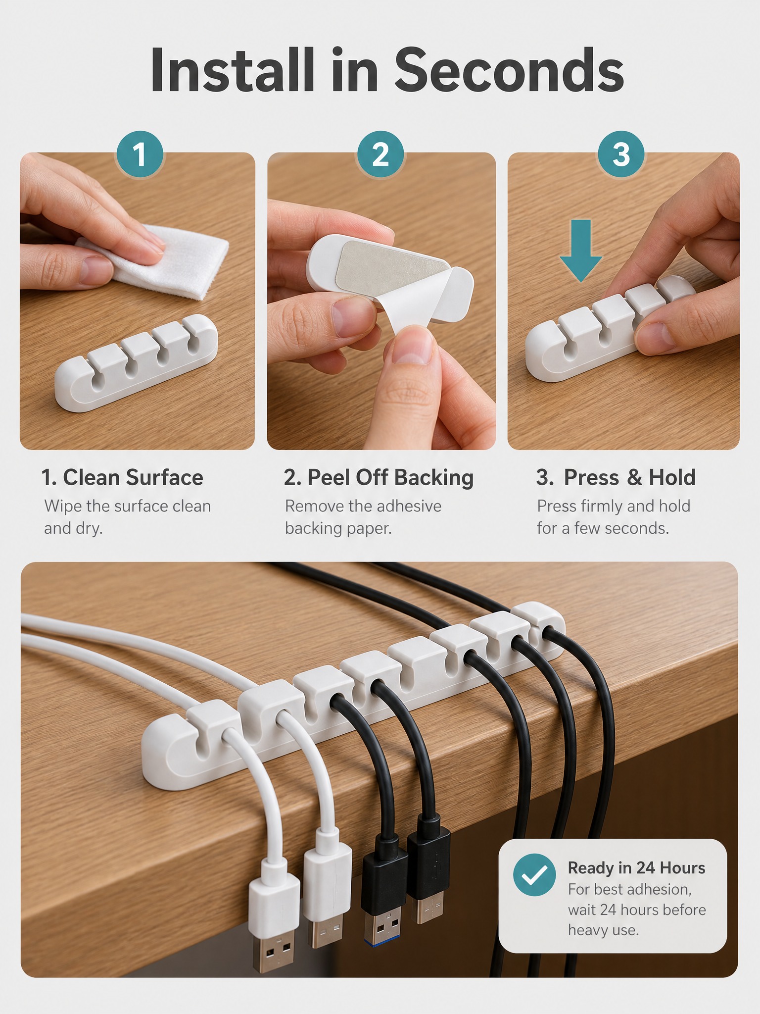 [主图-6] 7 Pack Cable Clips White… - 图片创意预览