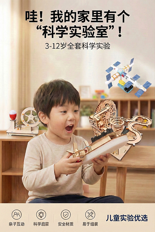 图片右下角添加文案：儿童实验优选