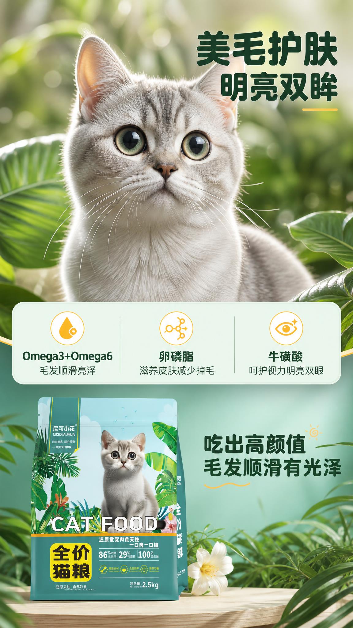 [商品] 使用【图2】尼可小花全价猫粮袋装产品；保留包装袋所有… - 图片创意预览